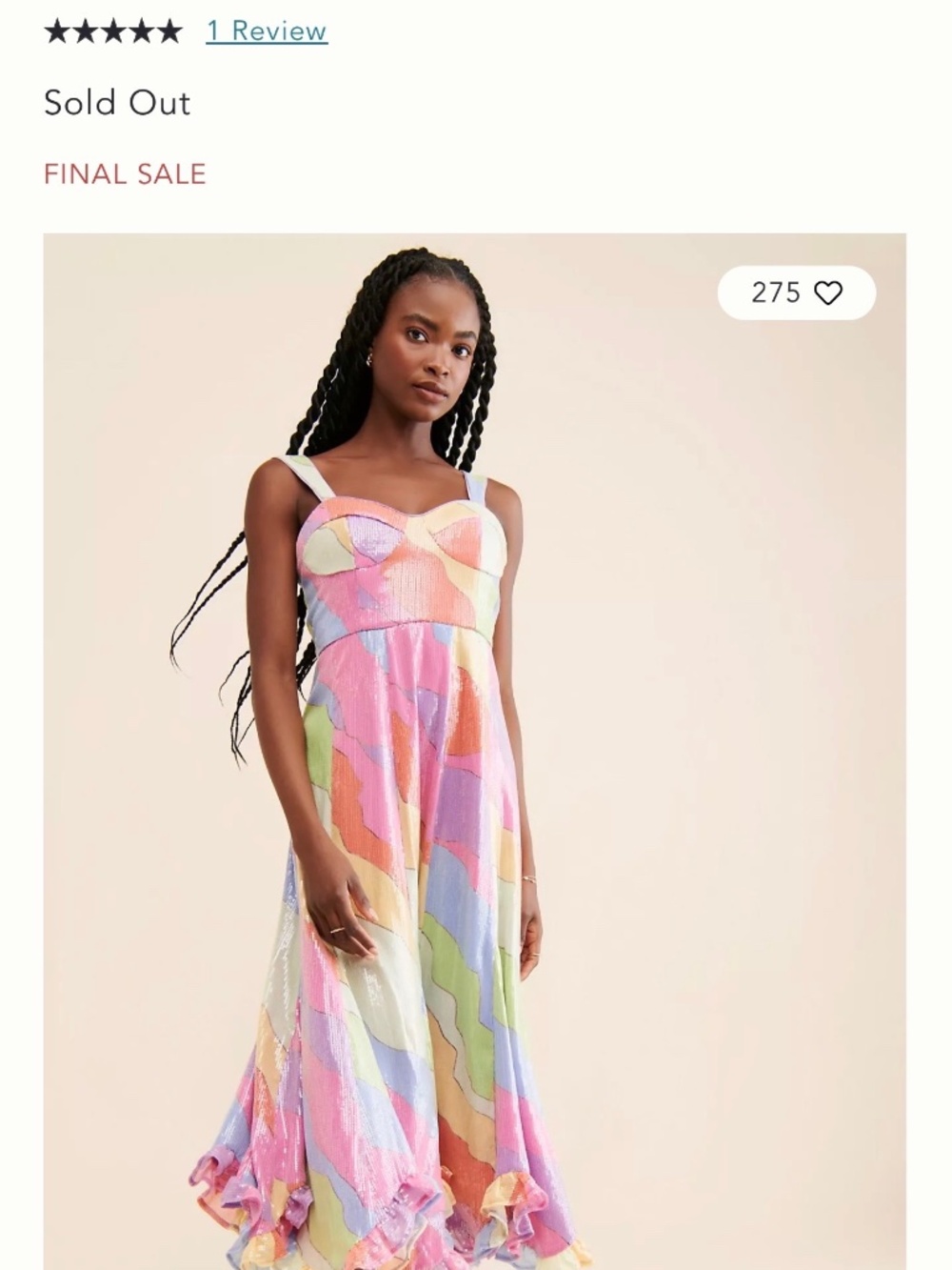 Hutch Anthropologie Sequin Bustier Dress Pastel Rainbow Midi